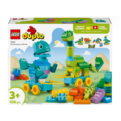 LEGO® DUPLO® Town Dinozaurai ant ratukų „trys viename“
