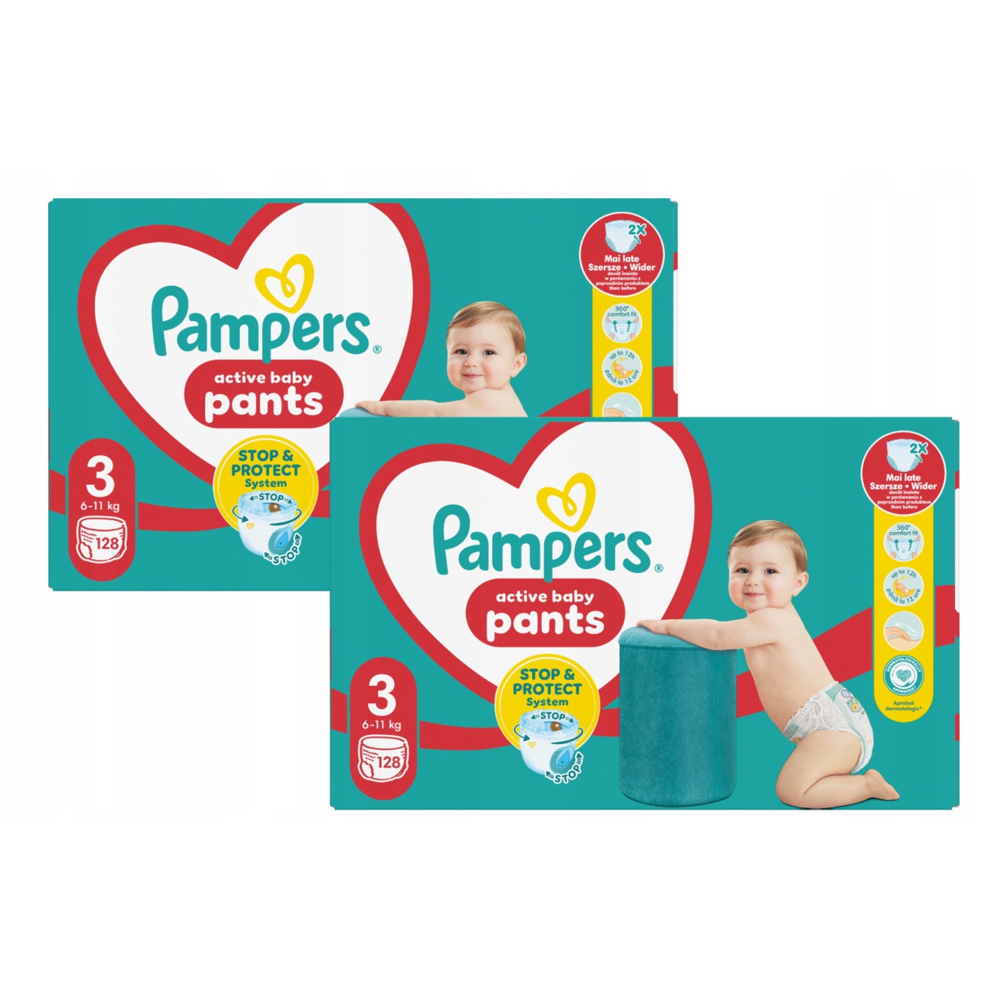„Pampers Active Baby Pants“ sauskelnės-kelnaitės, dydis 3 (6–11 kg), 256 vnt. (2x128)
