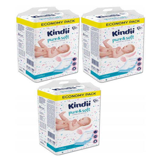 Kindii Pure &amp; Soft disposable changing mats 40x60 cm, 3x30 pcs. (3 packs)