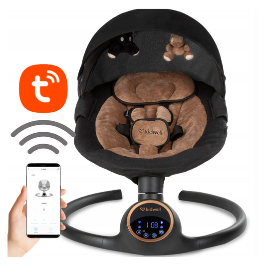 Kidwell REVE 2in1 Elektrinis kūdikio gultukas–supynė (juodas/auksinis)